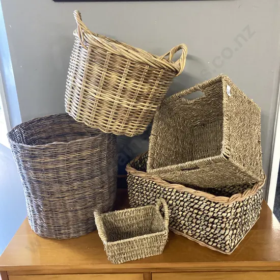 Selection Of Cane Baskets x 5